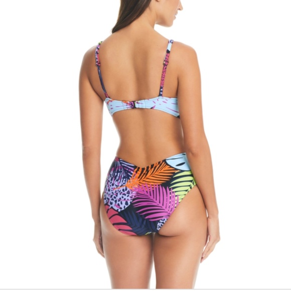 NWT Bar Iii Women's Palm Prowl Cross-Front Monokini, Multi, NWT - Picture 2 of 2